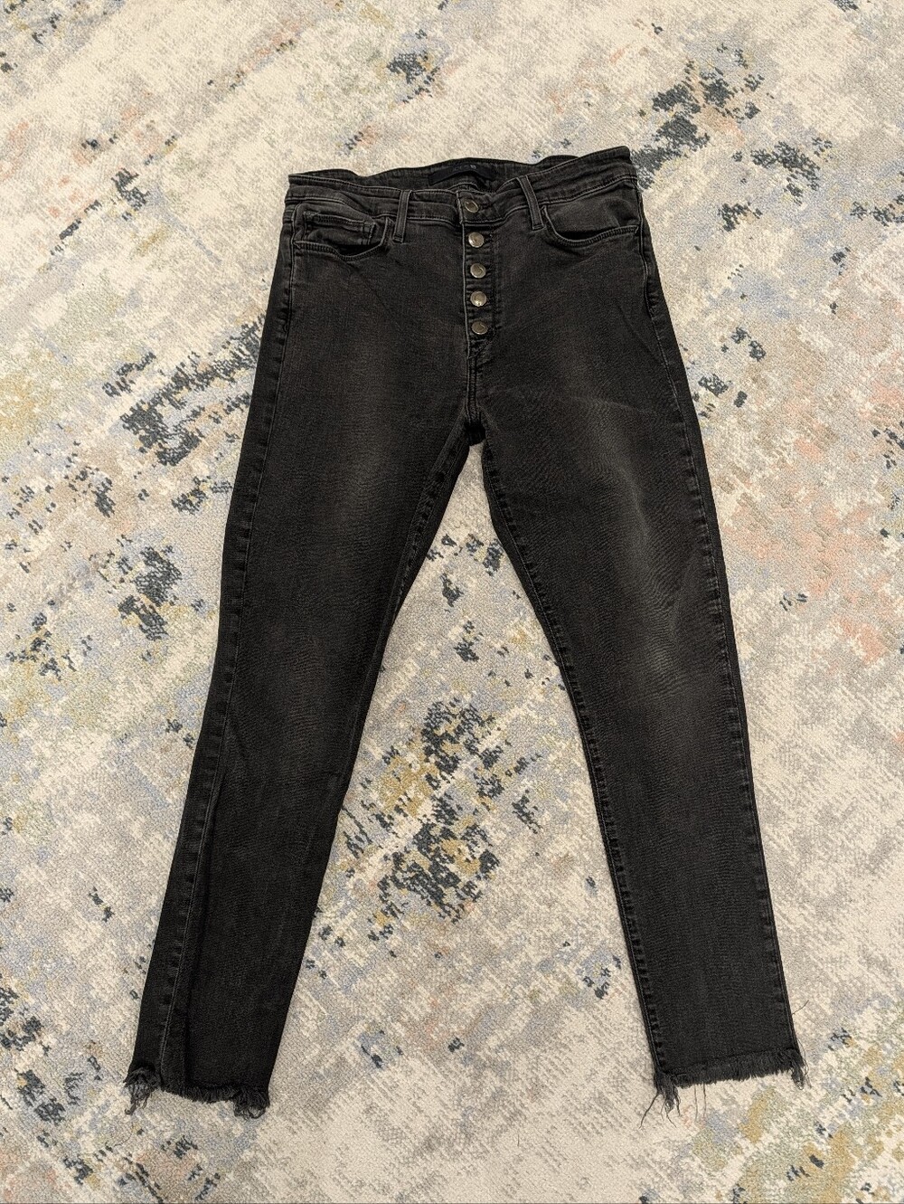 Joe's High-Rise Black Button-Fly Skinny Jeans